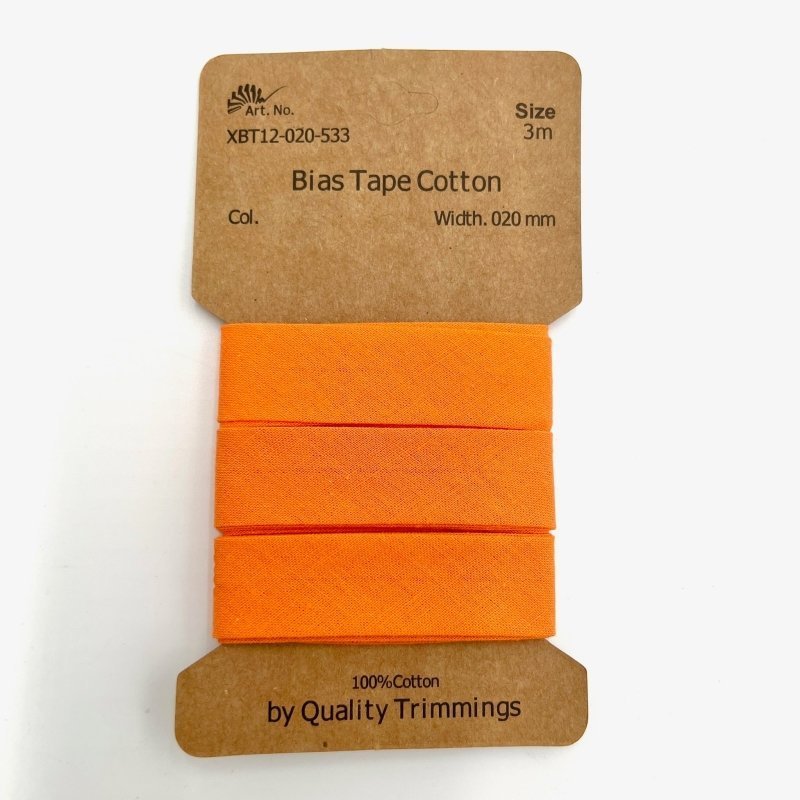 Baumwollschrägband Bias Tape Cotton-Zubehör-in-Orange-von-StoffRoyal.-SKU:-XBT12-020-533-Orange