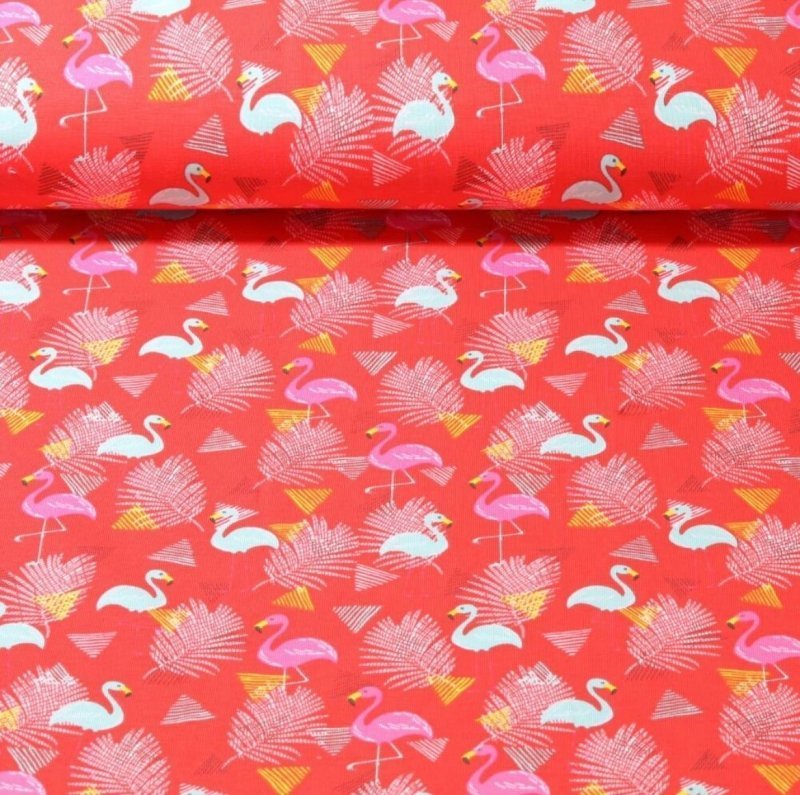 Jersey Flamingo koralle-Motiv-in--von-StoffRoyal.-SKU:-K10022-014-Flamingo Coral